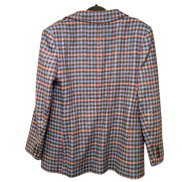 Collectible Gold Giorgio Sant Angelo Womens Size 14 Blazer Plaid Wool Blue Red - Picture 3 of 13